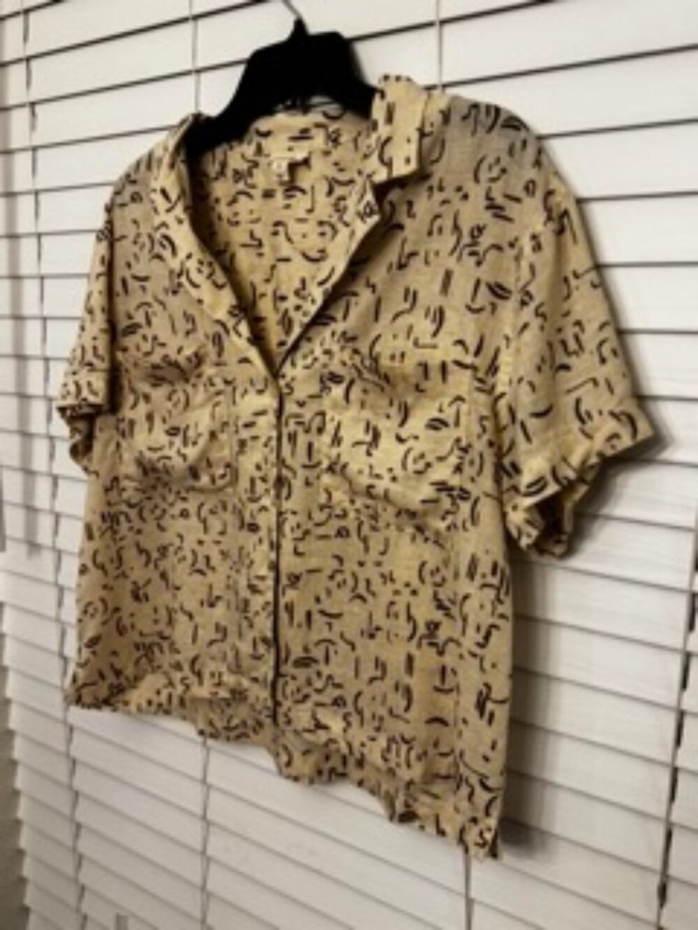 ANA Womens Linen Blend Button Up Top M Summer Vacation Coastal Resort Safari